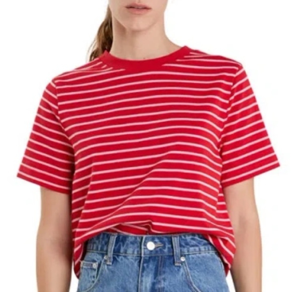 English Factory Red and White Striped Tee